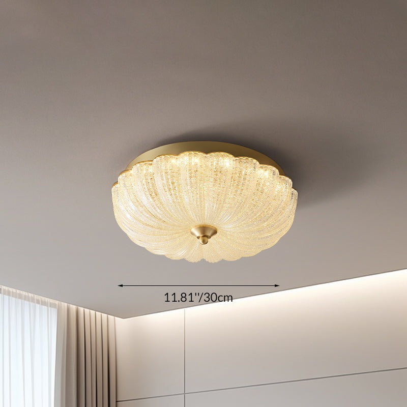 Lustre encastré rond à LED en forme de pétale en verre de luxe moderne en laiton et fer pour chambre 