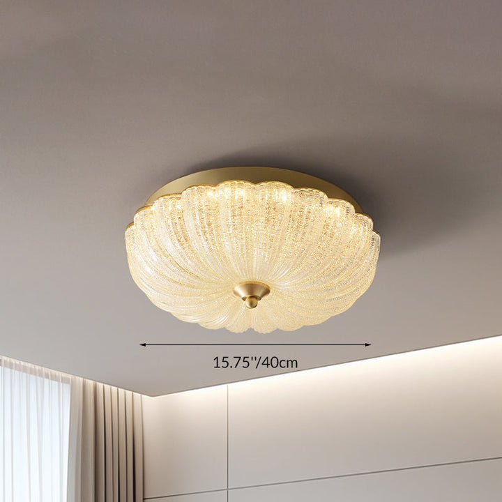 Lustre encastré rond à LED en forme de pétale en verre de luxe moderne en laiton et fer pour chambre 