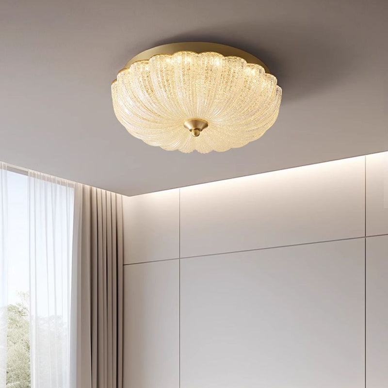 Lustre encastré rond à LED en forme de pétale en verre de luxe moderne en laiton et fer pour chambre 