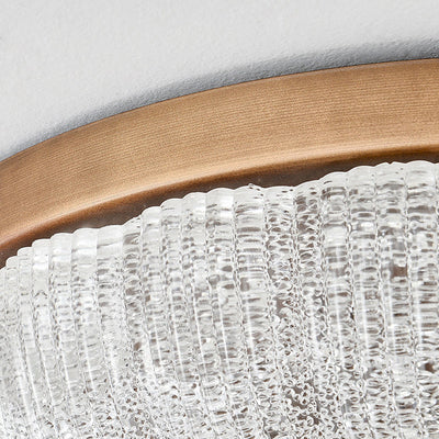 Traditional Chinese Glass Iron Wavy Semi-Round LED Flush Mount Ceiling Light For Bedroom