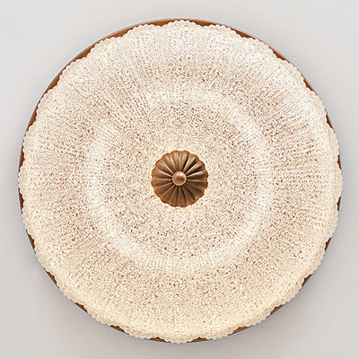 Traditional Chinese Glass Iron Wavy Semi-Round LED Flush Mount Ceiling Light For Bedroom