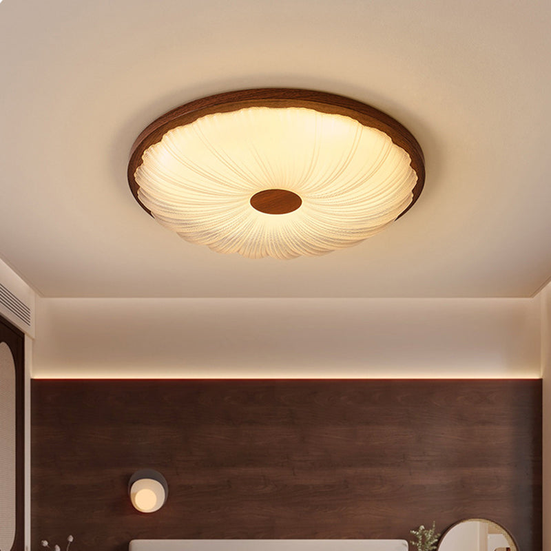 Traditionelle Vintage Acryl Eisen Texturierte Runde LED Deckenleuchte für Schlafzimmer 