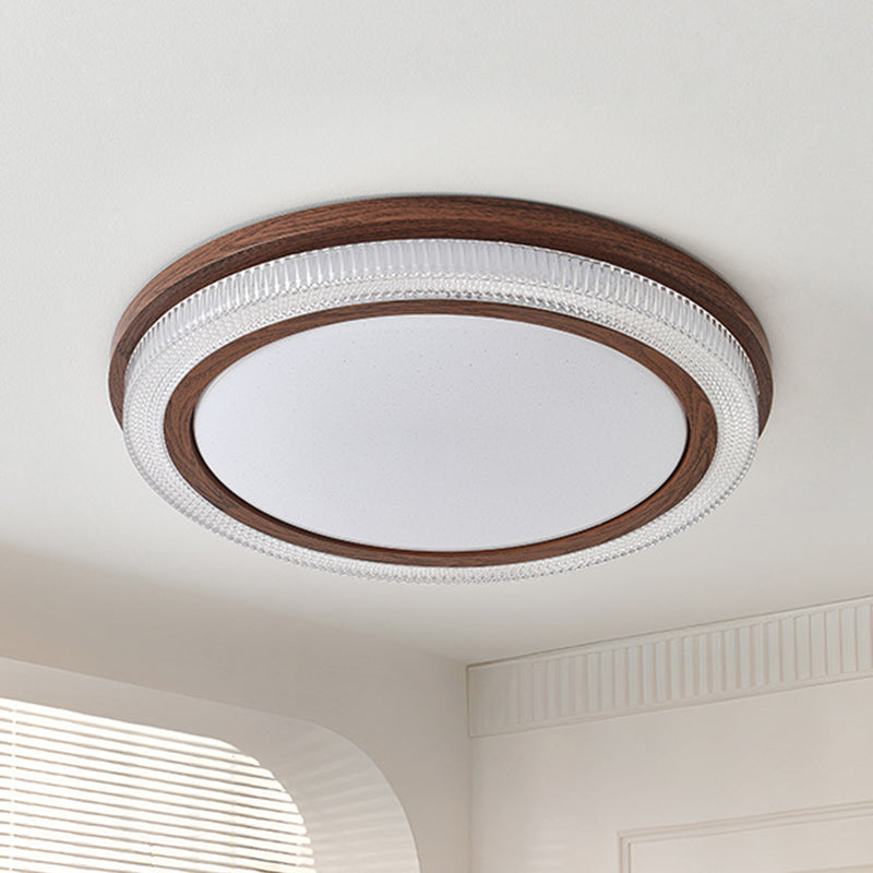 Traditionelle Vintage Acryl Eisen Texturierte Runde LED Deckenleuchte für Schlafzimmer 