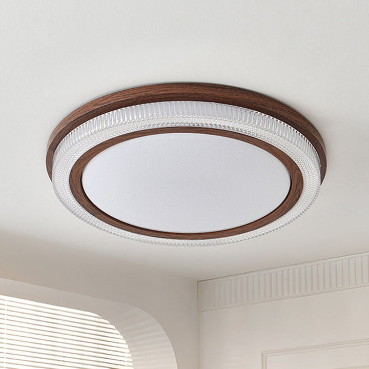 Traditionelle Vintage Acryl Eisen Texturierte Runde LED Deckenleuchte für Schlafzimmer 