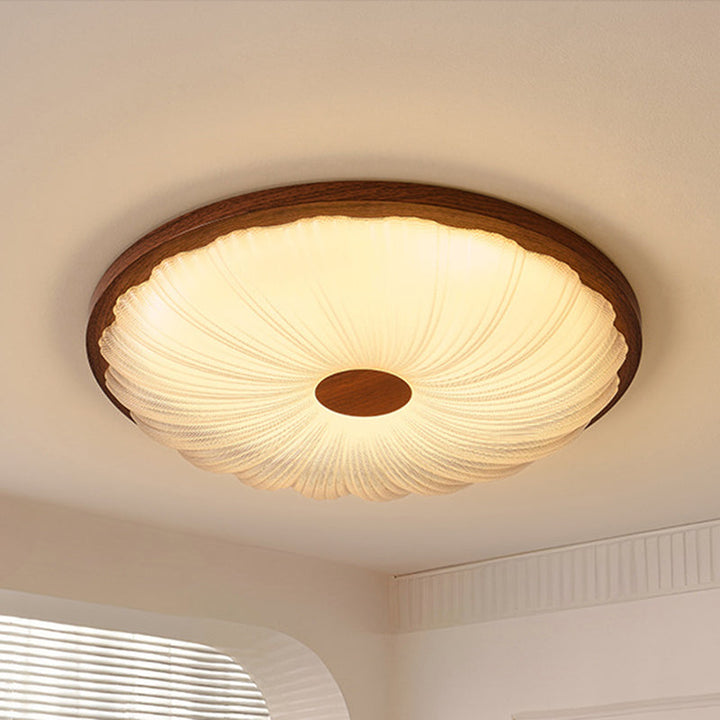 Traditionelle Vintage Acryl Eisen Texturierte Runde LED Deckenleuchte für Schlafzimmer 