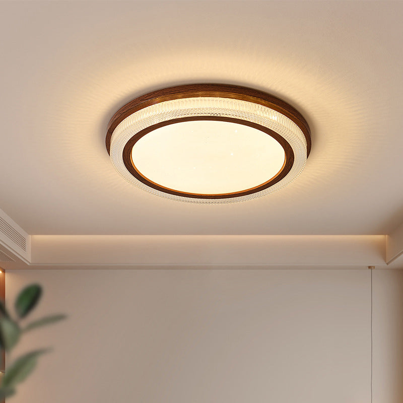 Traditionelle Vintage Acryl Eisen Texturierte Runde LED Deckenleuchte für Schlafzimmer 