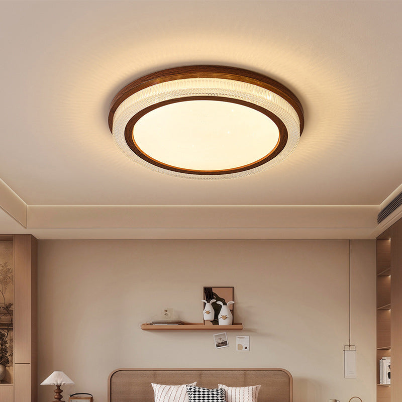 Traditionelle Vintage Acryl Eisen Texturierte Runde LED Deckenleuchte für Schlafzimmer 