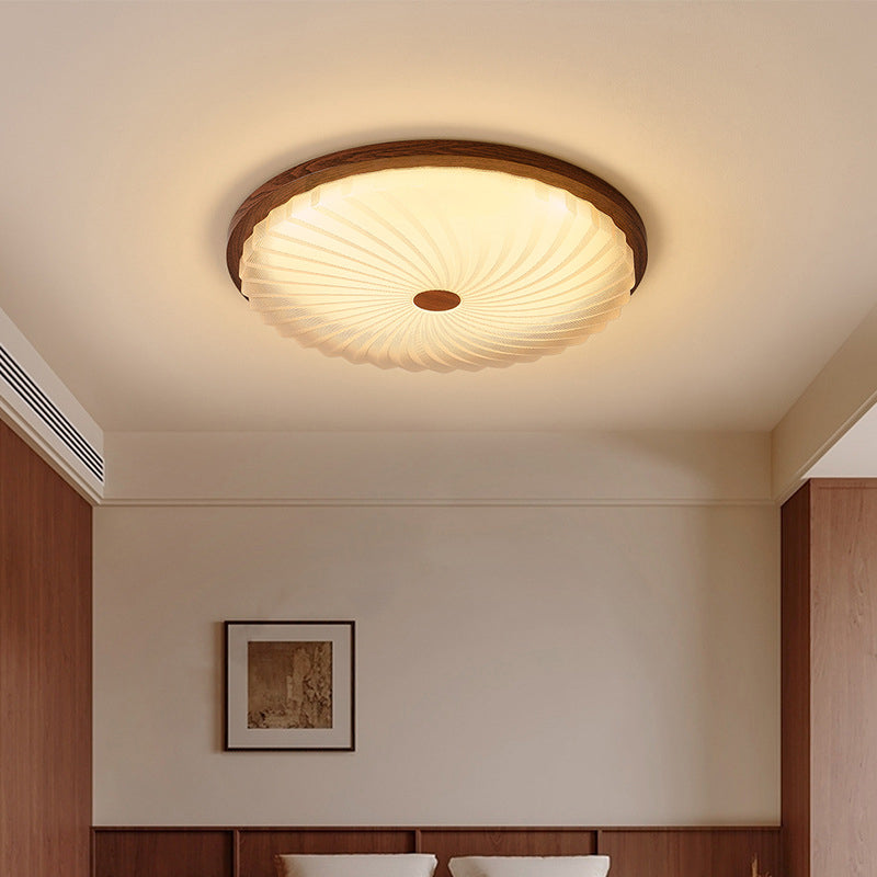 Traditionelle Vintage Acryl Eisen Texturierte Runde LED Deckenleuchte für Schlafzimmer 