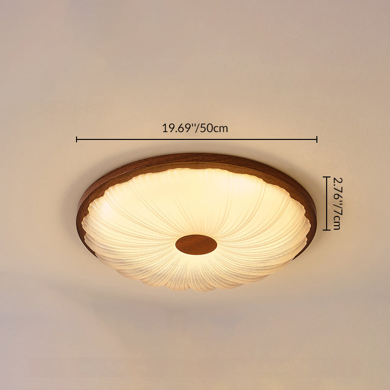Traditionelle Vintage Acryl Eisen Texturierte Runde LED Deckenleuchte für Schlafzimmer 