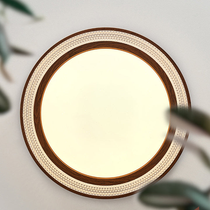 Traditionelle Vintage Acryl Eisen Texturierte Runde LED Deckenleuchte für Schlafzimmer 