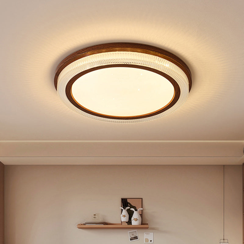 Traditionelle Vintage Acryl Eisen Texturierte Runde LED Deckenleuchte für Schlafzimmer 