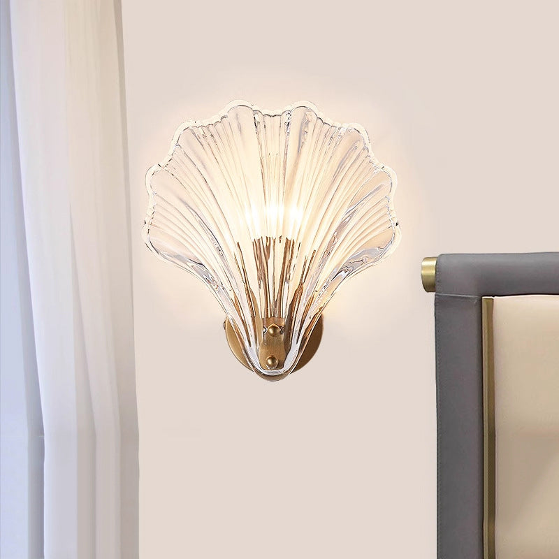 Modern Luxury Glass Iron Shell-Shaped Round 1-Light Wall Sconce Lamp For Living Room