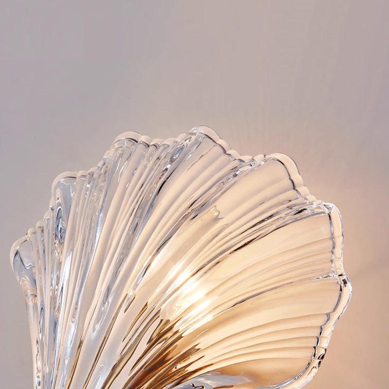 Modern Luxury Glass Iron Shell-Shaped Round 1-Light Wall Sconce Lamp For Living Room