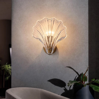 Modern Luxury Glass Iron Shell-Shaped Round 1-Light Wall Sconce Lamp For Living Room