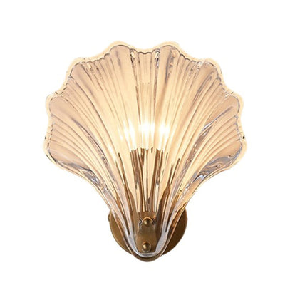 Modern Luxury Glass Iron Shell-Shaped Round 1-Light Wall Sconce Lamp For Living Room