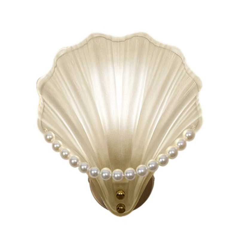 Modern Luxury Glass Iron Shell-Shaped Round 1-Light Wall Sconce Lamp For Living Room