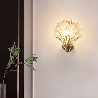 Modern Luxury Glass Iron Shell-Shaped Round 1-Light Wall Sconce Lamp For Living Room