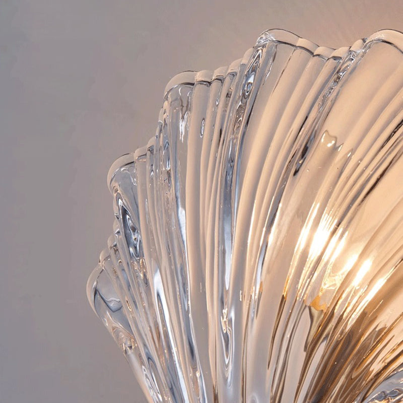 Applique murale moderne de luxe en verre et fer en forme de coquillage rond à 1 lumière pour salon 