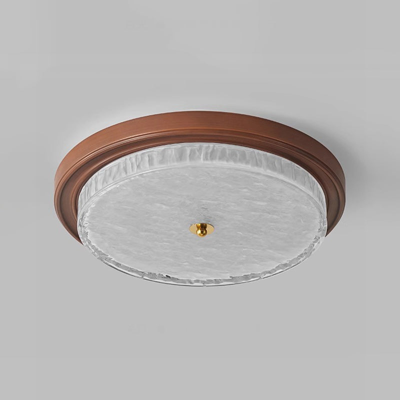 Traditionelle Vintage Glas Eisen Ripple Runde LED Deckenleuchte für Schlafzimmer 