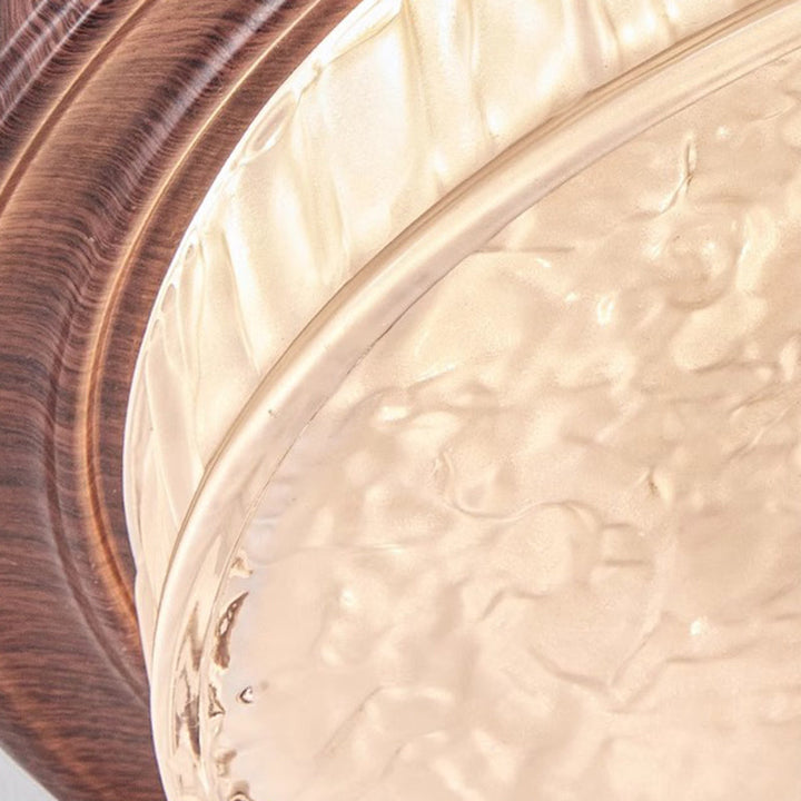 Traditionelle Vintage Glas Eisen Ripple Runde LED Deckenleuchte für Schlafzimmer 