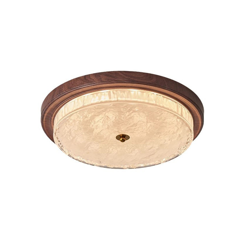 Traditionelle Vintage Glas Eisen Ripple Runde LED Deckenleuchte für Schlafzimmer 