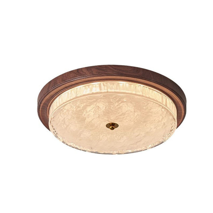 Traditionelle Vintage Glas Eisen Ripple Runde LED Deckenleuchte für Schlafzimmer 