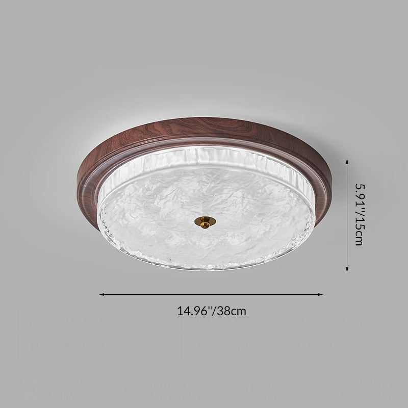 Traditionelle Vintage Glas Eisen Ripple Runde LED Deckenleuchte für Schlafzimmer 