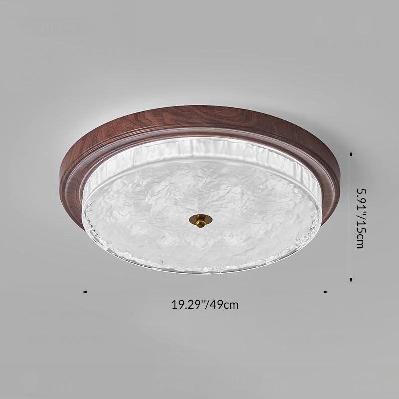 Traditionelle Vintage Glas Eisen Ripple Runde LED Deckenleuchte für Schlafzimmer 