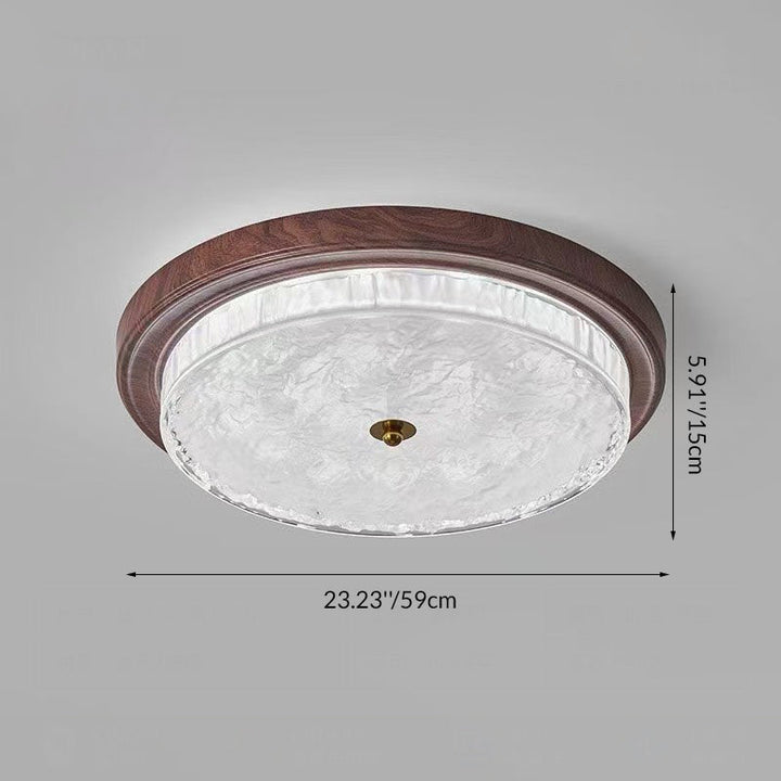 Traditionelle Vintage Glas Eisen Ripple Runde LED Deckenleuchte für Schlafzimmer 