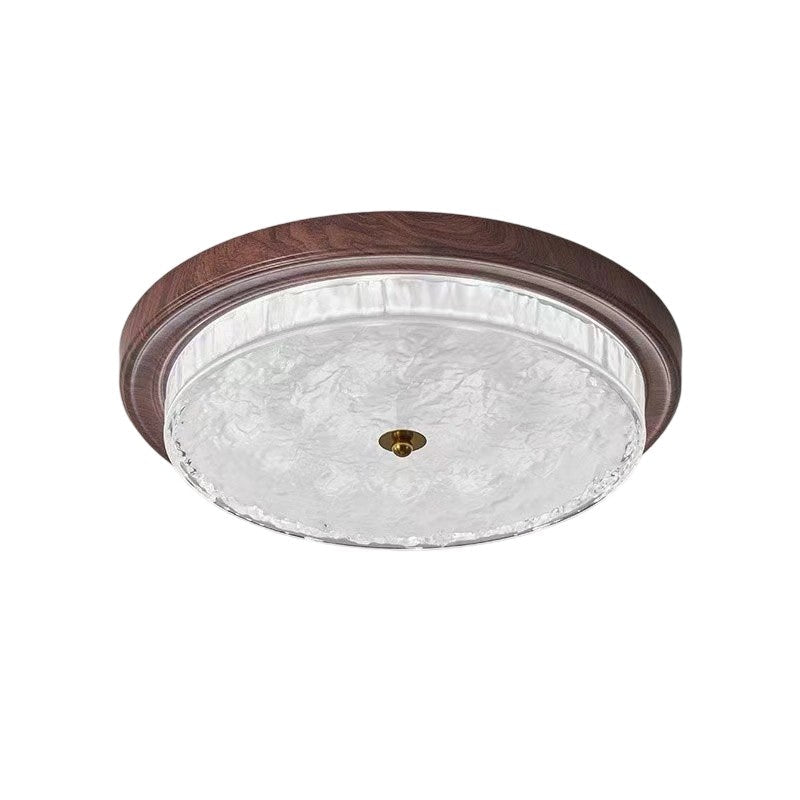 Traditionelle Vintage Glas Eisen Ripple Runde LED Deckenleuchte für Schlafzimmer 