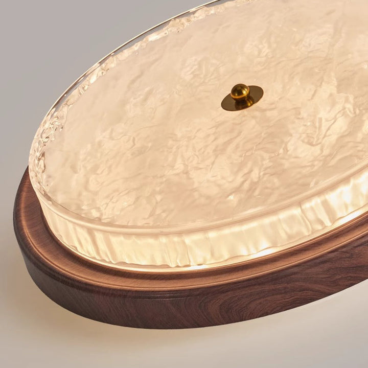 Traditionelle Vintage Glas Eisen Ripple Runde LED Deckenleuchte für Schlafzimmer 
