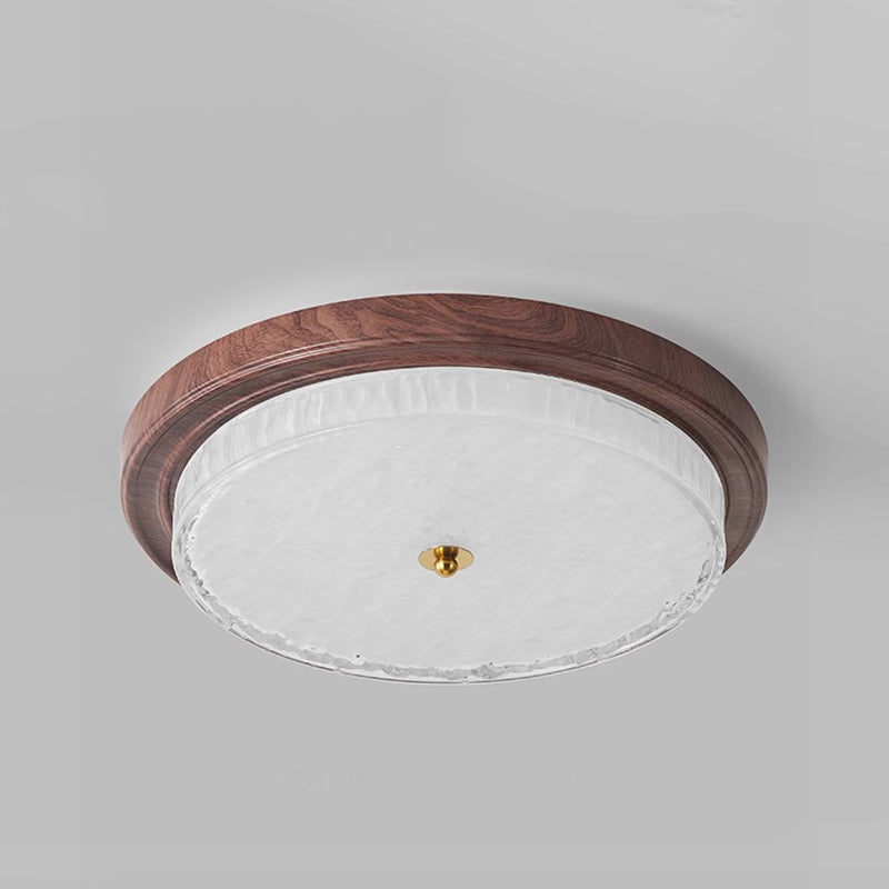 Traditionelle Vintage Glas Eisen Ripple Runde LED Deckenleuchte für Schlafzimmer 