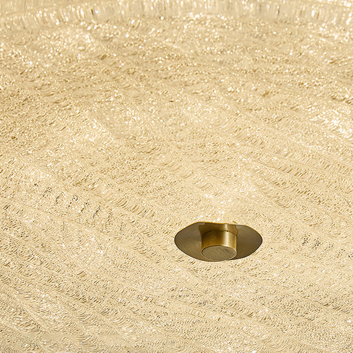 Contemporary Scandinavian Copper Stainless Steel Crystal Sand Round Cylinder LED Flush Mount Ceiling Light For Bedroom