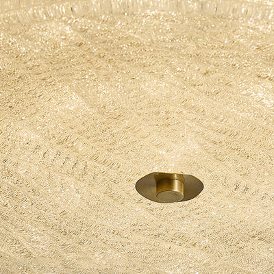 Contemporary Scandinavian Copper Stainless Steel Crystal Sand Round Cylinder LED Flush Mount Ceiling Light For Bedroom