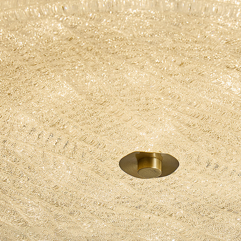 Contemporary Scandinavian Copper Stainless Steel Crystal Sand Round Cylinder LED Flush Mount Ceiling Light For Bedroom