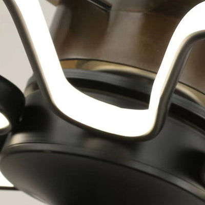 Modern Minimalist ABS Iron Fan-Shaped Round LED Downrods Ceiling Fan Light For Bedroom