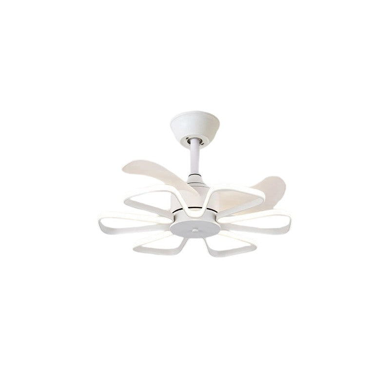 Modern Minimalist ABS Iron Fan-Shaped Round LED Downrods Ceiling Fan Light For Bedroom
