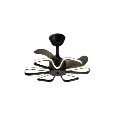Modern Minimalist ABS Iron Fan-Shaped Round LED Downrods Ceiling Fan Light For Bedroom