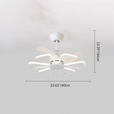 Modern Minimalist ABS Iron Fan-Shaped Round LED Downrods Ceiling Fan Light For Bedroom