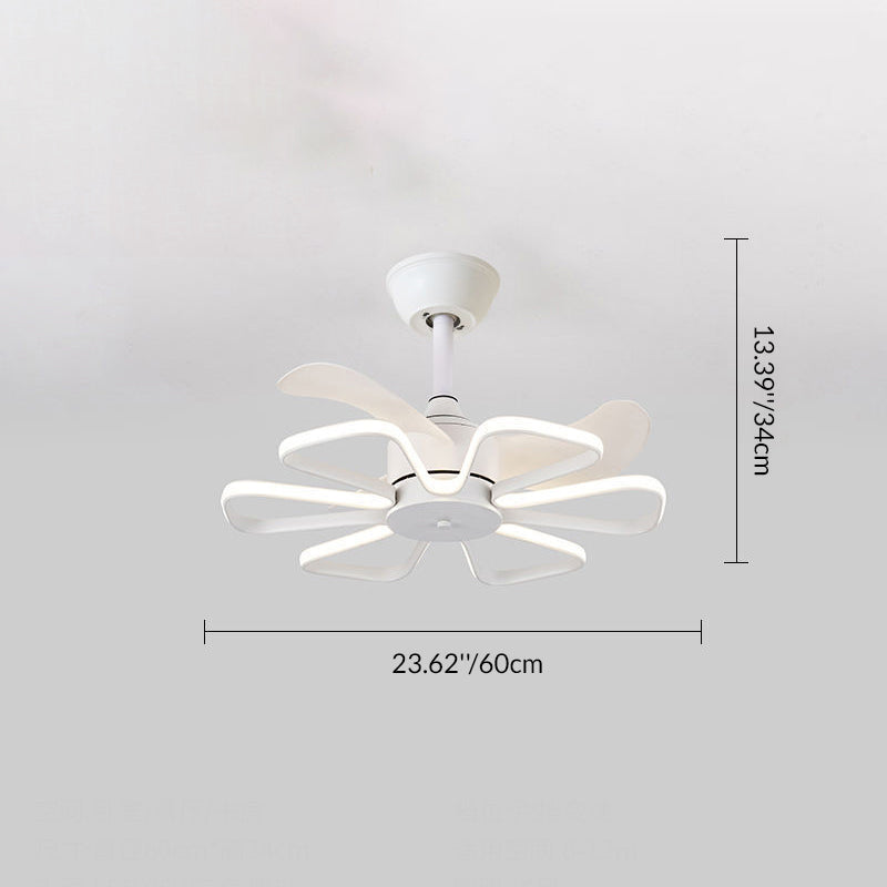 Modern Minimalist ABS Iron Fan-Shaped Round LED Downrods Ceiling Fan Light For Bedroom