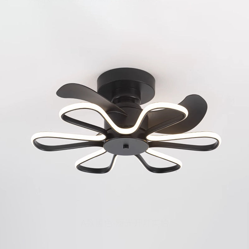 Modern Minimalist ABS Iron Fan-Shaped Round LED Downrods Ceiling Fan Light For Bedroom
