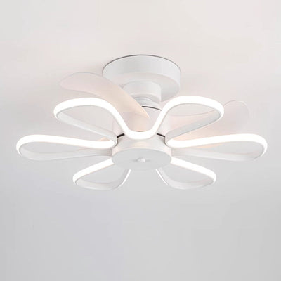 Modern Minimalist ABS Iron Fan-Shaped Round LED Downrods Ceiling Fan Light For Bedroom