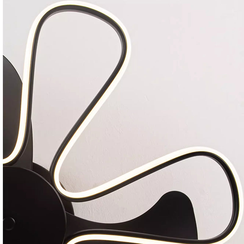 Modern Minimalist ABS Iron Fan-Shaped Round LED Downrods Ceiling Fan Light For Bedroom