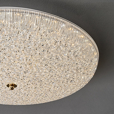 Contemporary Scandinavian Metal Acrylic Crystal Sand Semicircle LED Flush Mount Ceiling Light For Bedroom