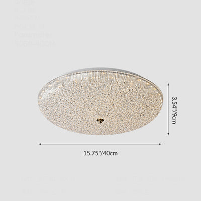Contemporary Scandinavian Metal Acrylic Crystal Sand Semicircle LED Flush Mount Ceiling Light For Bedroom