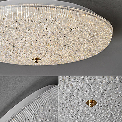 Contemporary Scandinavian Metal Acrylic Crystal Sand Semicircle LED Flush Mount Ceiling Light For Bedroom