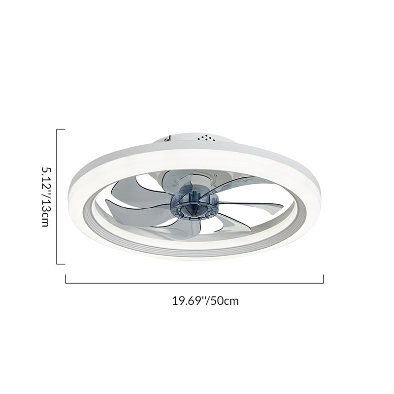 Ventilateur de plafond semi-encastré à LED rond en fer acrylique ABS scandinave contemporain pour chambre 