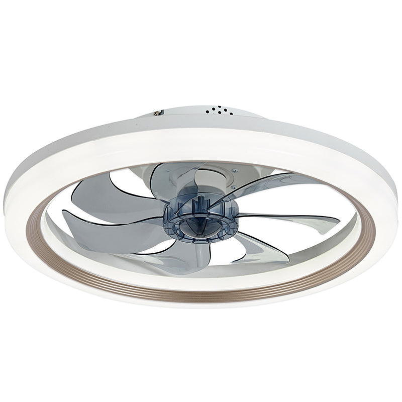 Ventilateur de plafond semi-encastré à LED rond en fer acrylique ABS scandinave contemporain pour chambre 