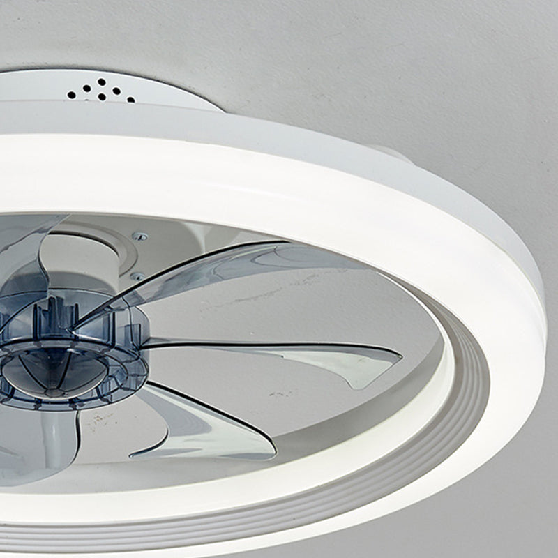 Ventilateur de plafond semi-encastré à LED rond en fer acrylique ABS scandinave contemporain pour chambre 