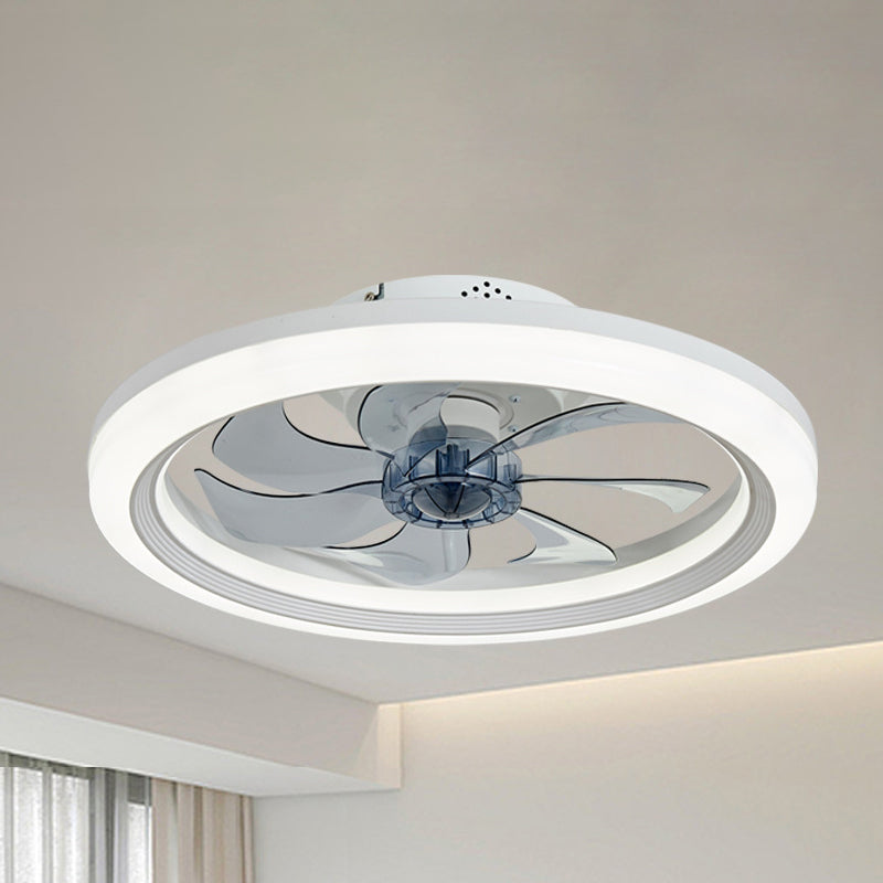 Ventilateur de plafond semi-encastré à LED rond en fer acrylique ABS scandinave contemporain pour chambre 